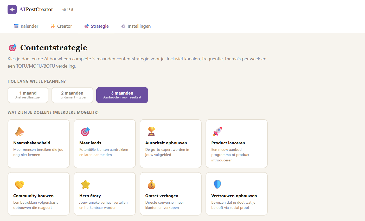 AI PostCreator — 3-maanden contentstrategie